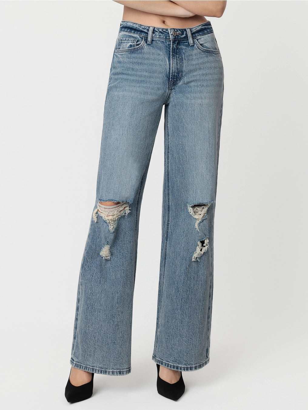 Cut ‘Em Loose Distressed Wide Leg Jeans