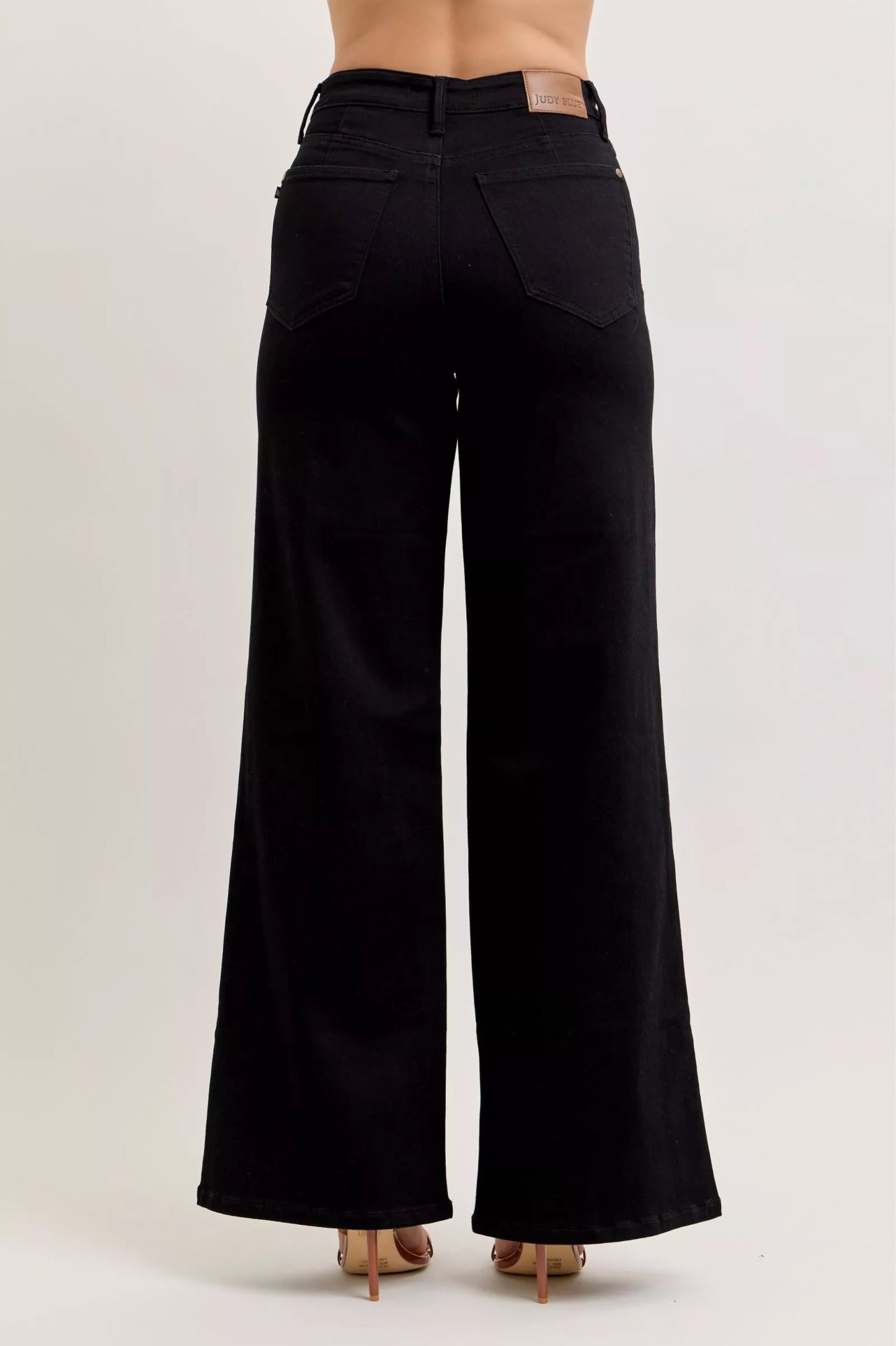  Black High-Waisted Wide Leg Jeans Back