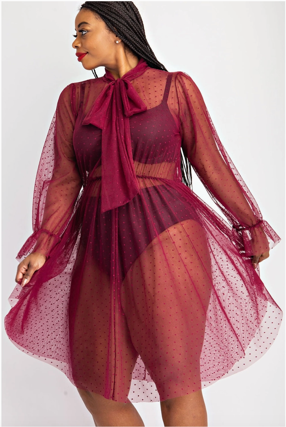 Fine Like Wine Sheer Bow-Tie Top