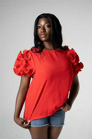 Flamenco_Flair_Red_Short_Sleeved_Blouse