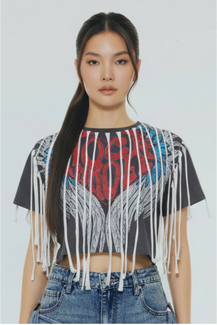 Fringe Rebel Graphic Crop Tee