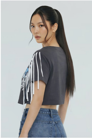 Fringe Rebel Graphic Crop Tee Back