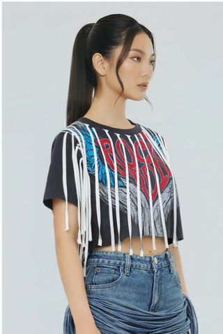 Fringe Rebel Graphic Crop Tee Side