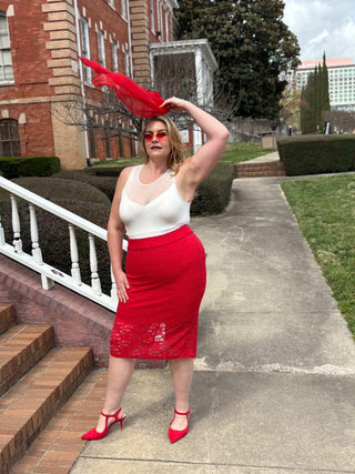 Red Lace Skirt Plus Size Clothing
