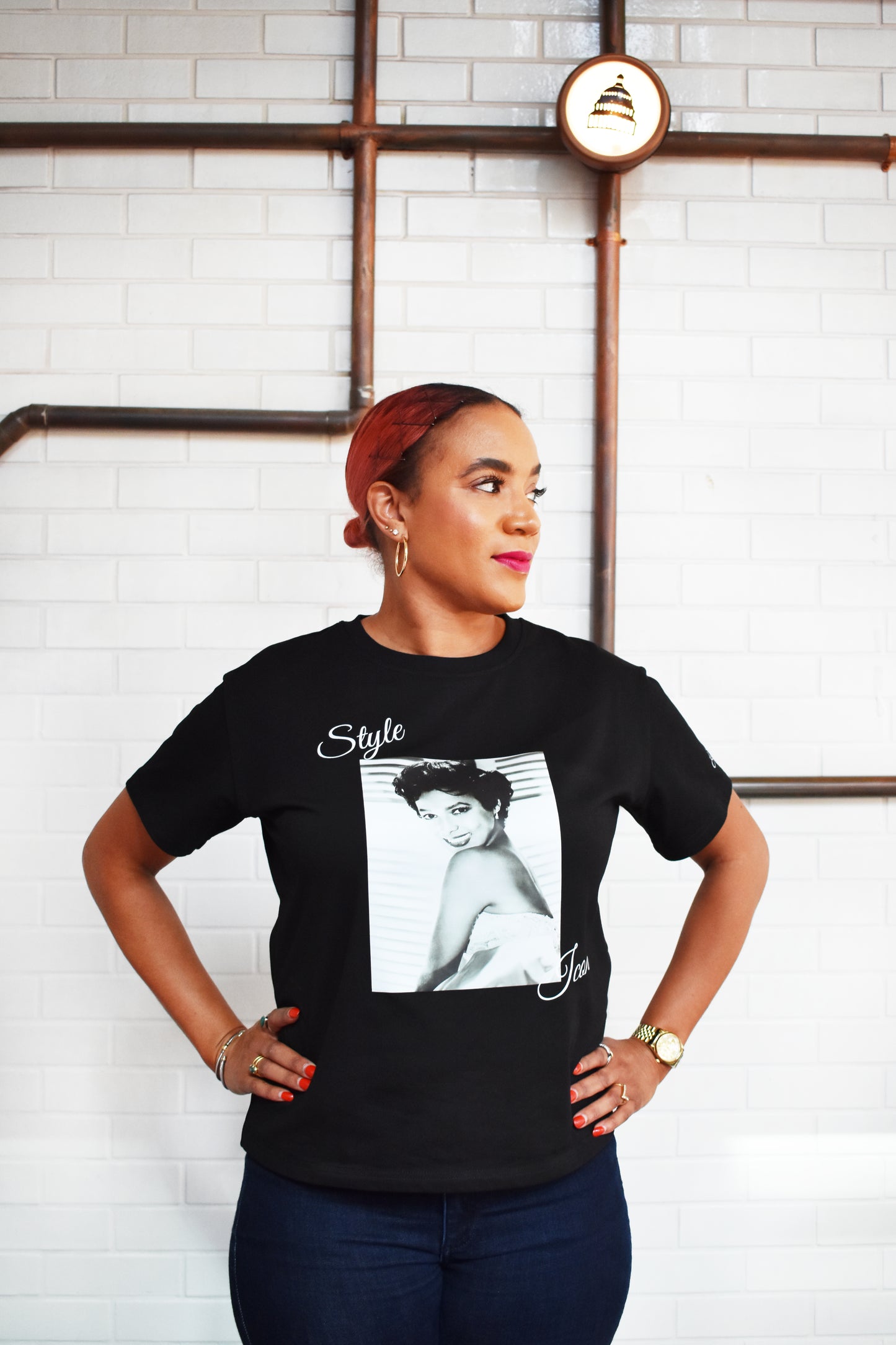 e.Laniese Style Icon T-shirt with a picture of Dorothy Dandridge across the front.